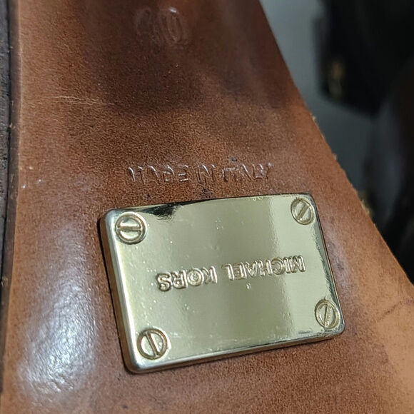 Michael Kors Collection Extreme Strap Brown Leather Platform Gladiator Size 9.5 - Picture 12 of 13